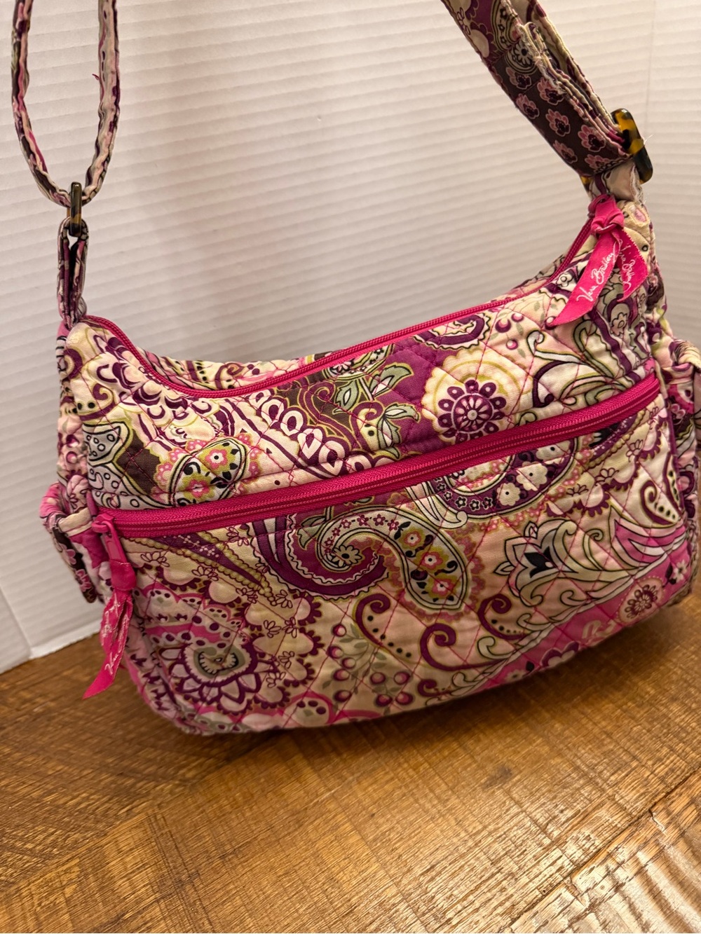 Quilted Very Berry Paisley Shoulder Bag in Pink and Cream- Retired